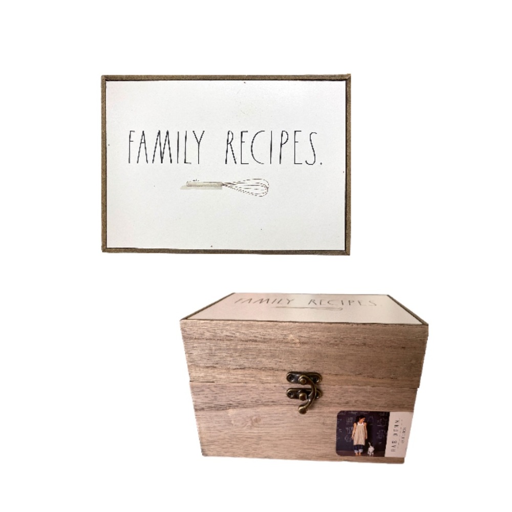 1ct Rae Dunn FAMILY RECIPES. Whisk Design Wooden Recipe Box